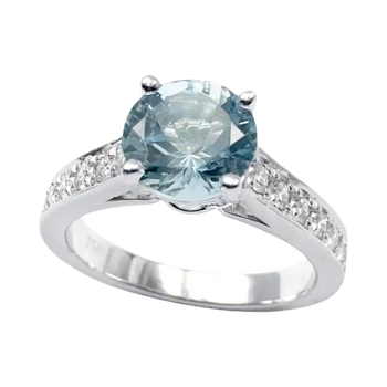 JR0477M - Aquamarine with Diamond Ring set in 18K White Gold Setting