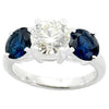 JR0069L - Diamond and Blue Sapphire Ring set in 18K White Gold Setting
