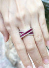 JR0683L - Ruby with Diamond Ring set in 18K White Gold Setting