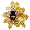 Brown Diamond and Yellow Diamond Ring set in 18K Gold Setting