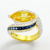 JR0724L - Yellow Sapphire with Blue Sapphire and Diamond Ring set in 18K Gold Setting