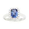 JR0008K - Blue Sapphire with Diamond Ring set in 18K White Gold Setting