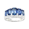 JR0032K - Blue Sapphire with Diamond Ring set in 18K White Gold Setting