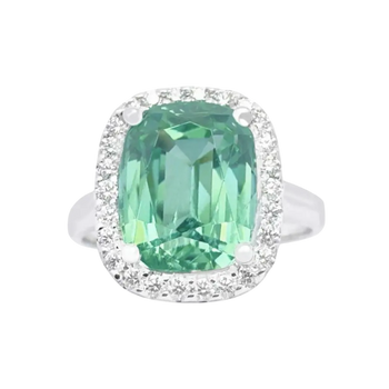 JR0576L - Mint Green Tourmaline with Diamond Ring set in 18K White Gold Setting