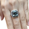 JR0007K Aquamarine with Blue Sapphire & Diamond Ring set in 18k White Gold Setting