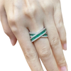 JR0174M - Emerald with Diamond Ring set in 18K White Gold Setting