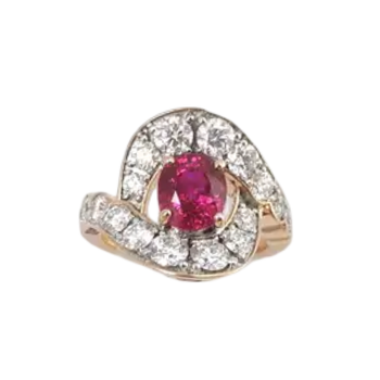 JR0503L - Ruby with Diamond and Ruby Ring set in 18K Rose Gold Setting