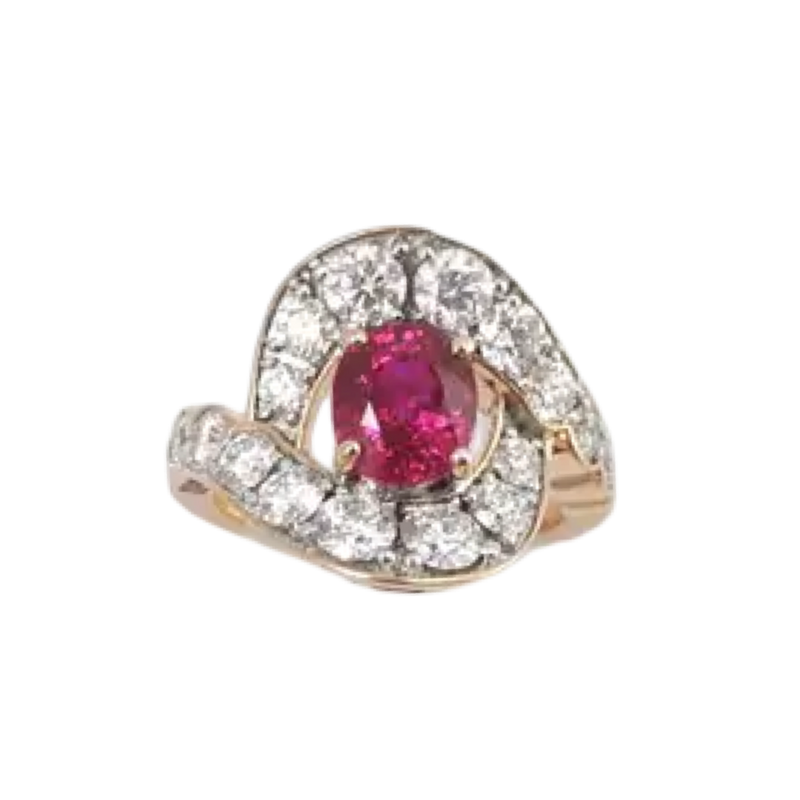 JR0503L - Ruby with Diamond and Ruby Ring set in 18K Rose Gold Setting