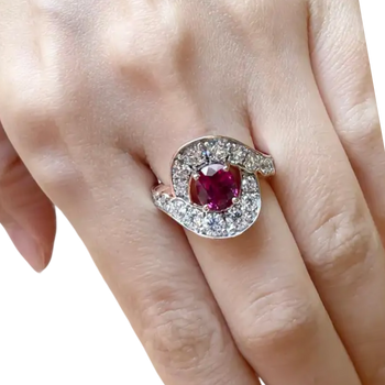 JR0503L - Ruby with Diamond and Ruby Ring set in 18K Rose Gold Setting