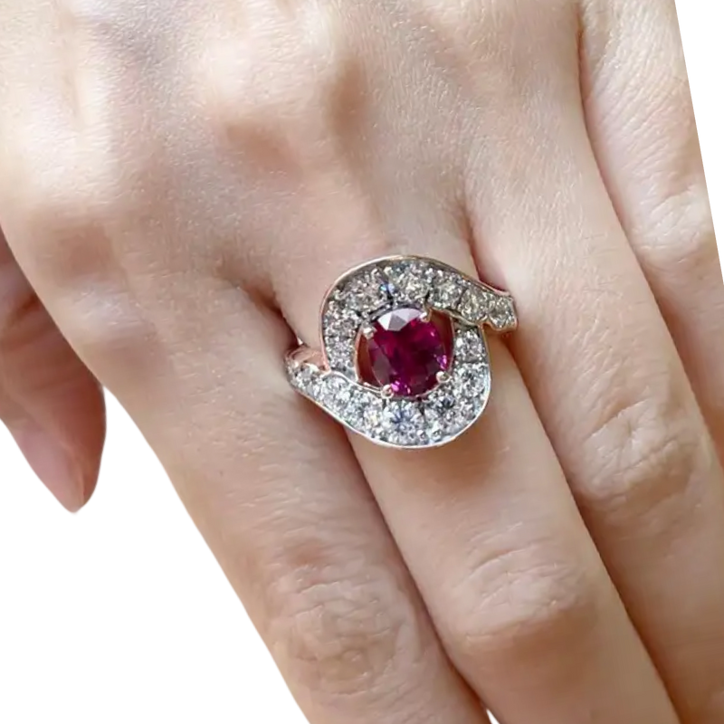 JR0503L - Ruby with Diamond and Ruby Ring set in 18K Rose Gold Setting