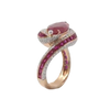 JR0708L - Ruby with Ruby and Diamond Ring set in 18K Rose Gold Setting