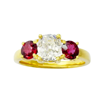 JR0090L - Diamond and Ruby Ring set in 18K Gold Setting
