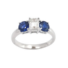 JR0098L - Blue Sapphire and Diamond Ring set in 18K White Gold Setting