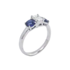JR0098L - Blue Sapphire and Diamond Ring set in 18K White Gold Setting