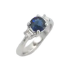 JR0943R - Blue Sapphire with Diamond Ring set in 18K White Gold Setting