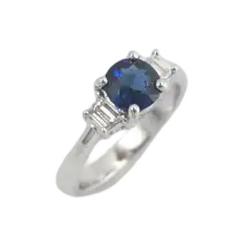 JR0943R - Blue Sapphire with Diamond Ring set in 18K White Gold Setting