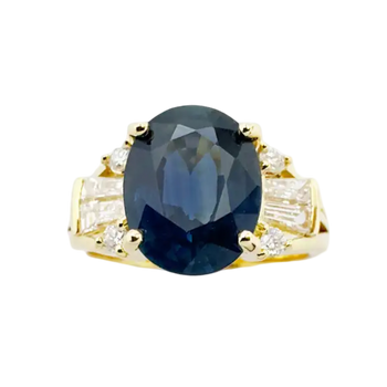 JR0711L - Blue Sapphire with Diamond Ring set in 18K Gold Setting