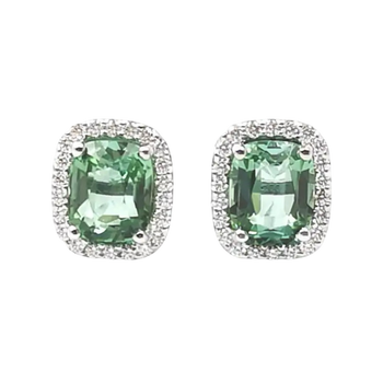 JE0454L - Mint Green Tourmaline with Diamond Earrings set in 18K White Gold Setting