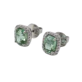 JE0454L - Mint Green Tourmaline with Diamond Earrings set in 18K White Gold Setting