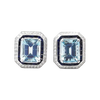 JE0003K - Aquamarine and Blue Sapphire & Diamond Earrings set in 18k White Gold Setting