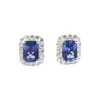 JE0006K - Blue Sapphire with Diamond Earrings set in 18K White Gold Setting