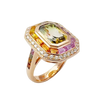 JR0479L - Bi-Color Tourmaline with Multi Color Sapphire & Diamond Ring set in 18K Rose Gold Setting