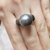 JR0461N - Tahitian South Sea Pearl with Black Diamond Ring set in 18K White Gold Setting