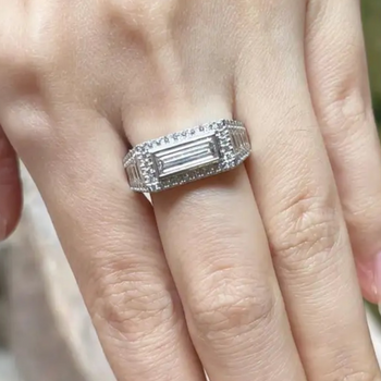 JR0395L - Extra-Long Baguette Diamond Ring set in Platinum 950 Setting