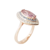 JR0360L - Padparadscha with Blue Sapphire & Diamond Ring set in 18K Rose Gold Setting