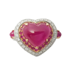 JR0610M - Heart Shape Cabochon Ruby with Ruby & Diamond Ring