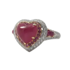 JR0610M - Heart Shape Cabochon Ruby with Ruby & Diamond Ring