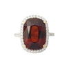 JR0299L - Cushion Cut Spessartite Garnet with Halo Diamond Ring set in 18K Gold Setting