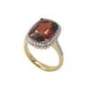 JR0299L - Cushion Cut Spessartite Garnet with Halo Diamond Ring set in 18K Gold Setting