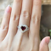 JR0398L - Unheated Heart Shape Burmese Ruby with Diamond Ring set in 18K White Gold