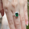 JR0176L - Tsavorite with Halo Diamond Ring set in 18K White Gold Setting
