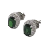JE0123L - Tsavorite with Diamond Earrings set in 18K White Gold Setting