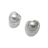 JE0654S - Grayish South Sea Pearl with Diamond Earrings set in 18K White Gold Setting