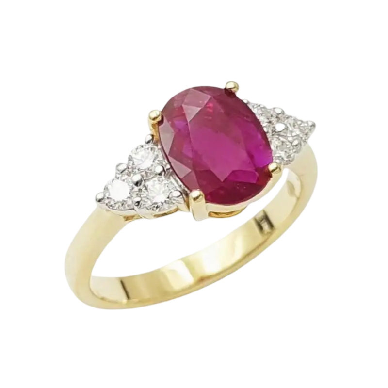 JR0260L - Ruby with Diamond Ring set in 18K Gold Setting