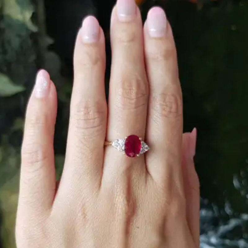 JR0260L - Ruby with Diamond Ring set in 18K Gold Setting