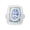 JR0359L - Unheated Blue Sapphire with Blue Sapphire & Diamond Ring set in 18K White Gold