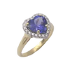 JR0381L - Heart Shape Tanzanite with Halo Diamond Ring set in 18K Gold Setting