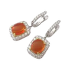 JE0138R - Fire Opal with Diamond Earrings set in 18K White Gold Setting