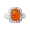 JR0218R - Fire Opal with Diamond Ring set in 18K White Gold Setting
