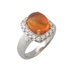 JR0218R - Fire Opal with Diamond Ring set in 18K White Gold Setting