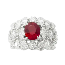 JR0057L - Pigeon's Blood Ruby with Diamond Ring set in 18K White Gold Setting