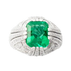 JR0362LK - Emerald with Diamond Ring set in 18K White Gold Setting