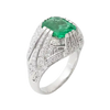 JR0362LK - Emerald with Diamond Ring set in 18K White Gold Setting
