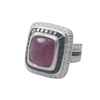 JR0226M - Cabochon Ruby with Black Sapphire and Diamond Ring set in 18K White Gold Setting