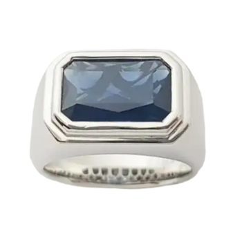 JR0184LK - Blue Sapphire Men’s Ring set in Platinum 950 Setting