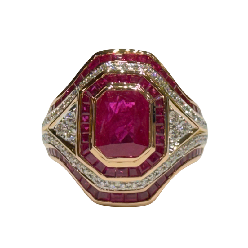 JR0260K - Ruby with Diamond Ring Set in 18K Rose Gold Setting